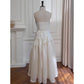 Robe de soirée élégante, coupe abricot, amincissante, mi-longue, dos nu, décolleté en V, nv5552