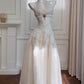 Robe de soirée élégante, coupe abricot, amincissante, mi-longue, dos nu, décolleté en V, nv5552
