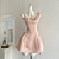 Rosa Homecoming-Kleid, süßes, kurzes A-Linien-Geburtstagskleid aus Satin, nv4273