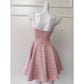 Robe courte de soirée rose à bretelles en tweed pailleté, taille haute, avec nœud, collection nv5544