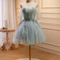 Grünes, kurzes Ballkleid aus Tüll mit Perlen, süßes, schulterfreies Homecoming-Kleid nv1587