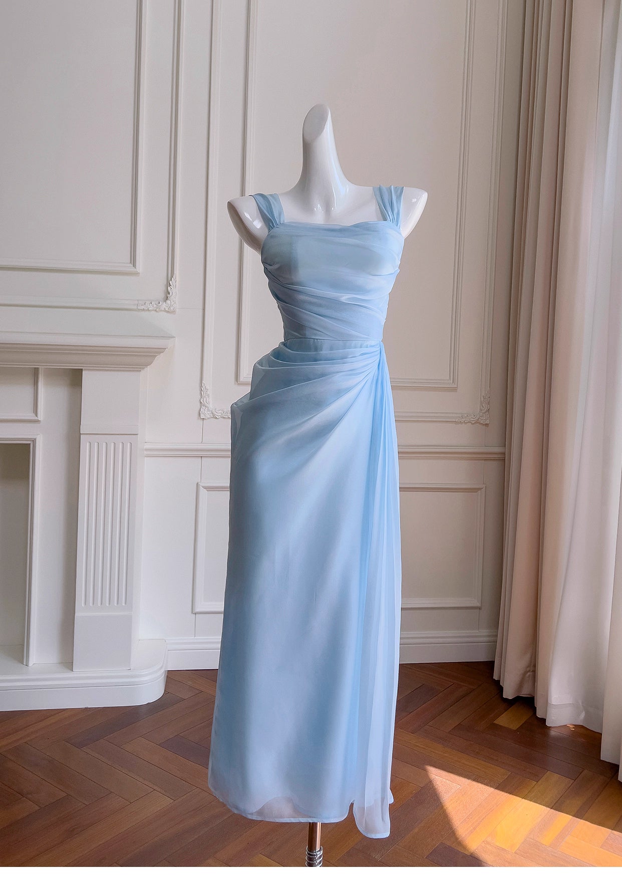 NiceVestidos-Homecoming-Kleid, blau, mit Hosenträger-Design, Taille, lang, französisch, Retro, Sommer, beliebtes Kleid für Frauen, nv5557