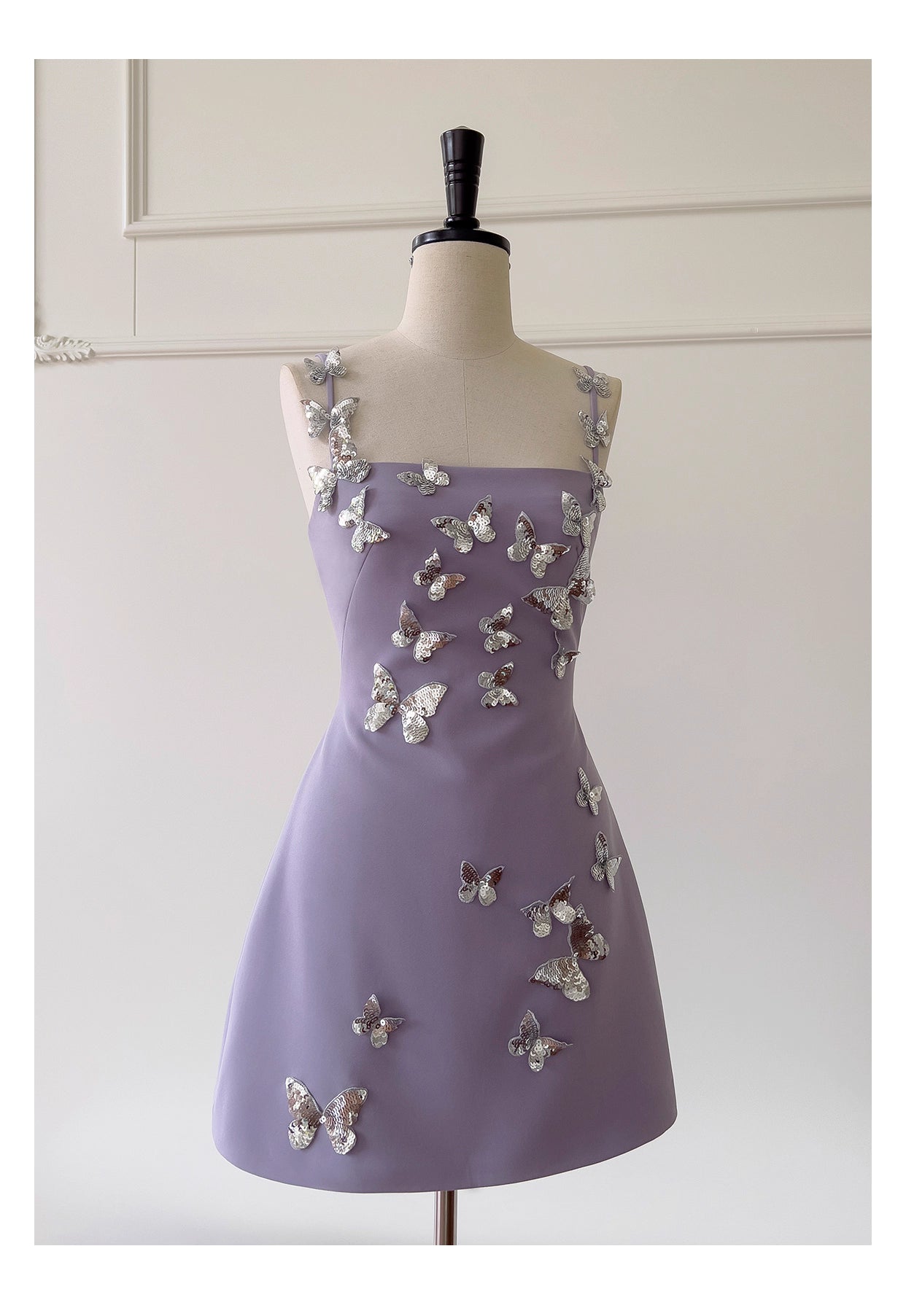 NiceVestidos-Homecoming-Kleid, französisches dreidimensionales Schleifen-Lila-Hosenträgerkleid für Frauen, High-End-Luxus, stilvoll, schlank, nv5555