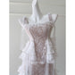 NiceVestidos - Robe longue élégante, tailleur français, ensemble deux pièces blanc tendance haut de gamme nv5547