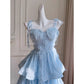 NiceVestidos-Homecoming-Kleid, blaues Chiffon-Kleid für Geburtstagstorte, schickes, einzigartiges langes Kleid mit Hosenträgern, nv5551