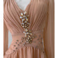 NiceVestidos-Homecoming Dress Floral Champagne Chiffon Gentle And Elegant Short Dress Party Dress nv5553