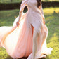 Rosa Chiffon Lange Ballkleider, Rosa Abendkleid nv1531