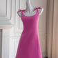 NiceVestidos - Kurzes Homecoming-Kleid, schlichtes kurzes Strapskleid mit Schleife, Taille, Rosarot, Petite Date, NV5550