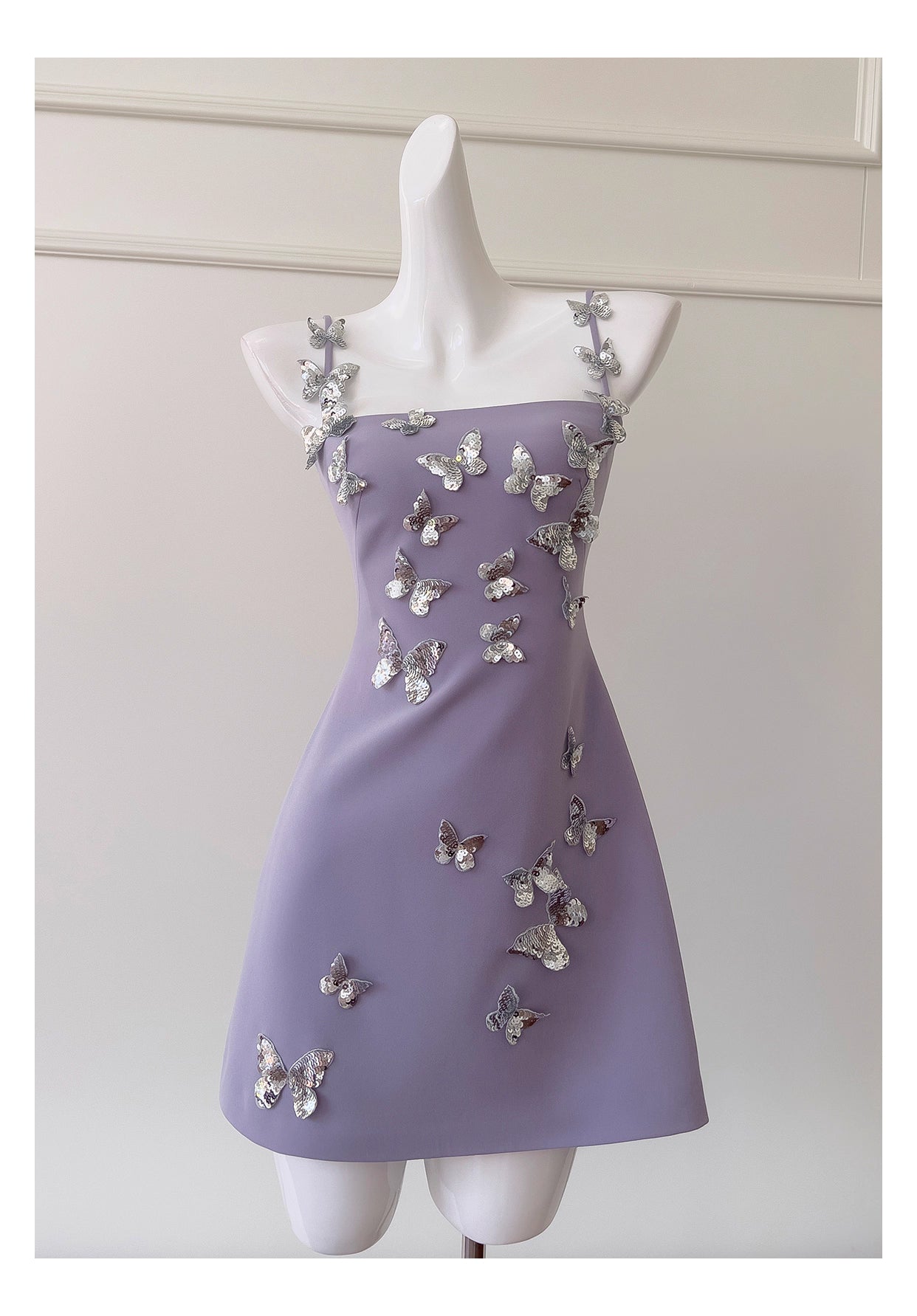 NiceVestidos-Homecoming-Kleid, französisches dreidimensionales Schleifen-Lila-Hosenträgerkleid für Frauen, High-End-Luxus, stilvoll, schlank, nv5555