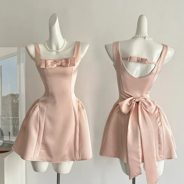 Rosa Homecoming-Kleid, süßes, kurzes A-Linien-Geburtstagskleid aus Satin, nv4273