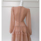 NiceVestidos-Homecoming Dress Floral Champagne Chiffon Gentle And Elegant Short Dress Party Dress nv5553