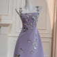 NiceVestidos-Homecoming-Kleid, französisches dreidimensionales Schleifen-Lila-Hosenträgerkleid für Frauen, High-End-Luxus, stilvoll, schlank, nv5555