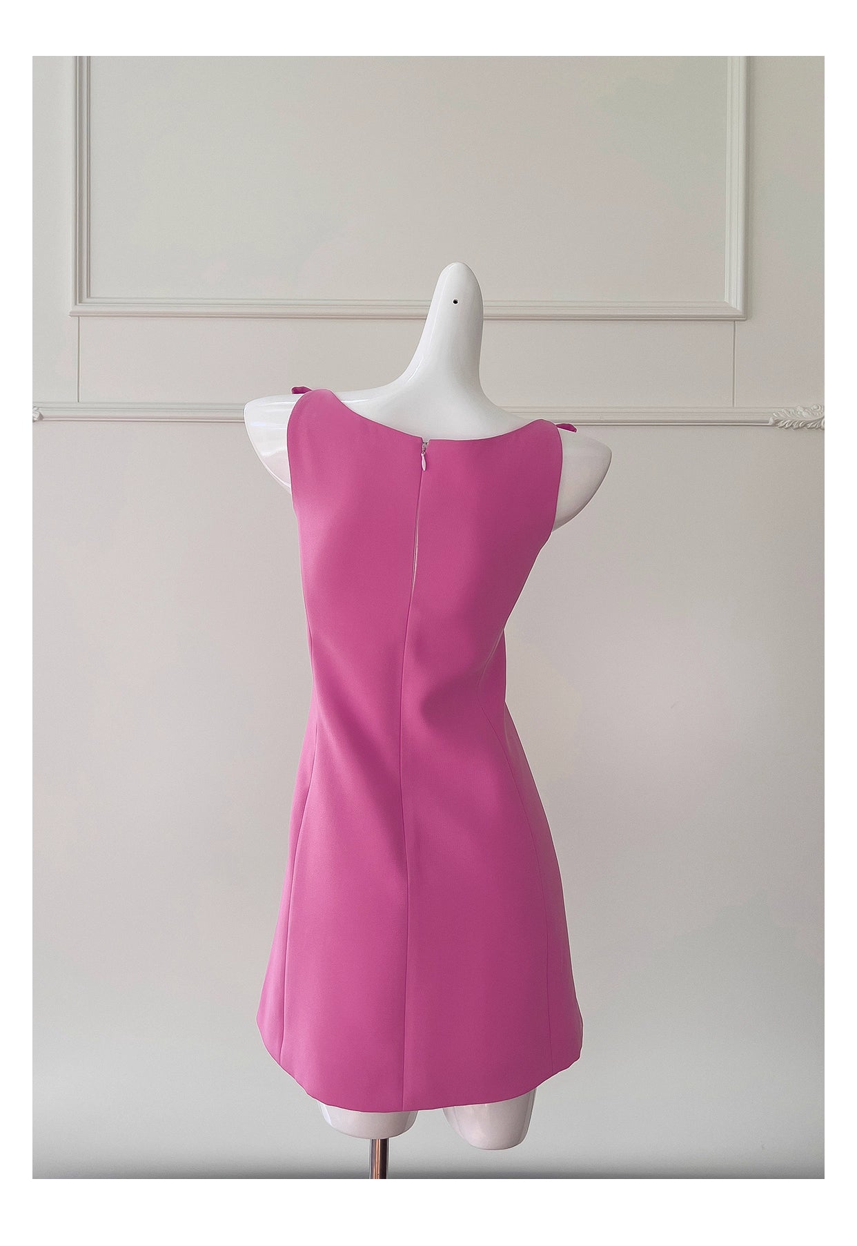 NiceVestidos - Kurzes Homecoming-Kleid, schlichtes kurzes Strapskleid mit Schleife, Taille, Rosarot, Petite Date, NV5550