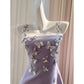 NiceVestidos-Homecoming-Kleid, französisches dreidimensionales Schleifen-Lila-Hosenträgerkleid für Frauen, High-End-Luxus, stilvoll, schlank, nv5555
