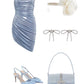 Robe de soirée courte en satin bleu, élégante et simple, robe de cocktail, nv4415