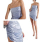 Robe de soirée courte en satin bleu, élégante et simple, robe de cocktail, nv4415