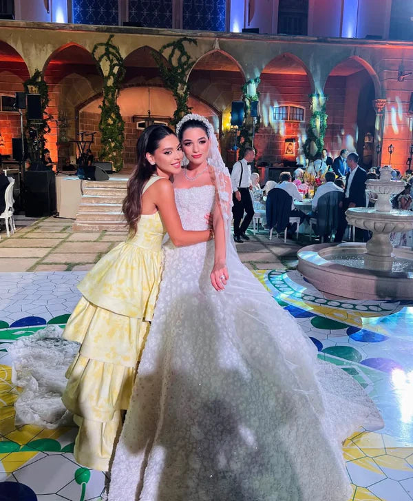 Light Yellow Ruffle Tiered A-Line Long Party Dress Prom Gown Evening Gown nv1778