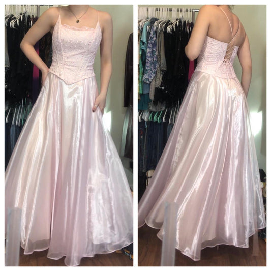 Pink Gorgeous Elegant Vintage Beautiful Glamorous Long Delicate Floral Beaded Long Back Lace Bodice Tulle Party Dress Prom Dress Evening Gown Prom Dress nv4000