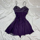 Y2K Lila Kurzes Satin-Chiffon-Ballkleid im Feenstil, Heimkehrkleid, nv4466