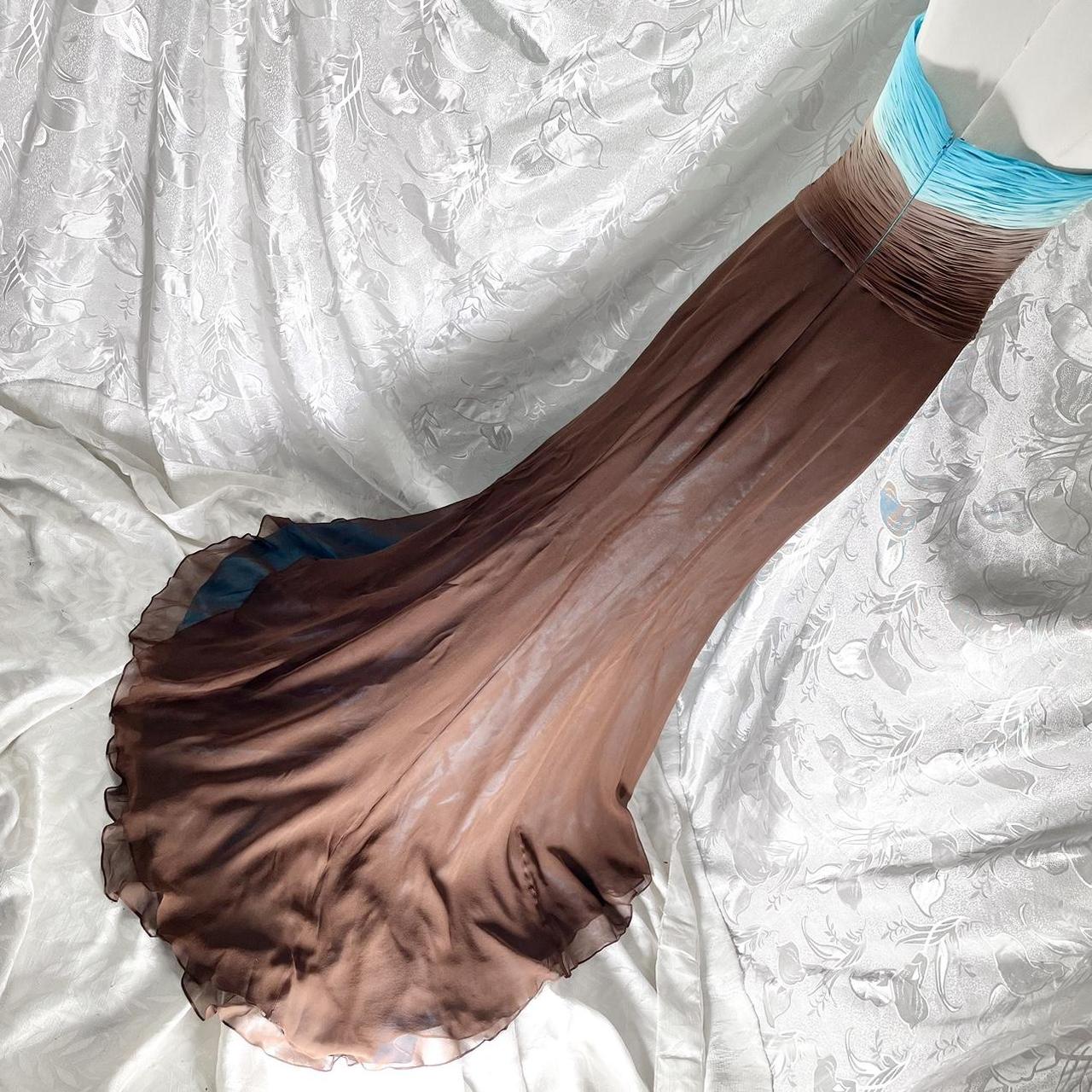 Robe sirène longue en mousseline de soie, dégradé bleu-marron, exquise, perlée, robe de bal nv5417