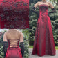 Robe de soirée longue en tulle bordeaux, élégante et vintage, à bretelles spaghetti et perles, style bal de promo, nv3757