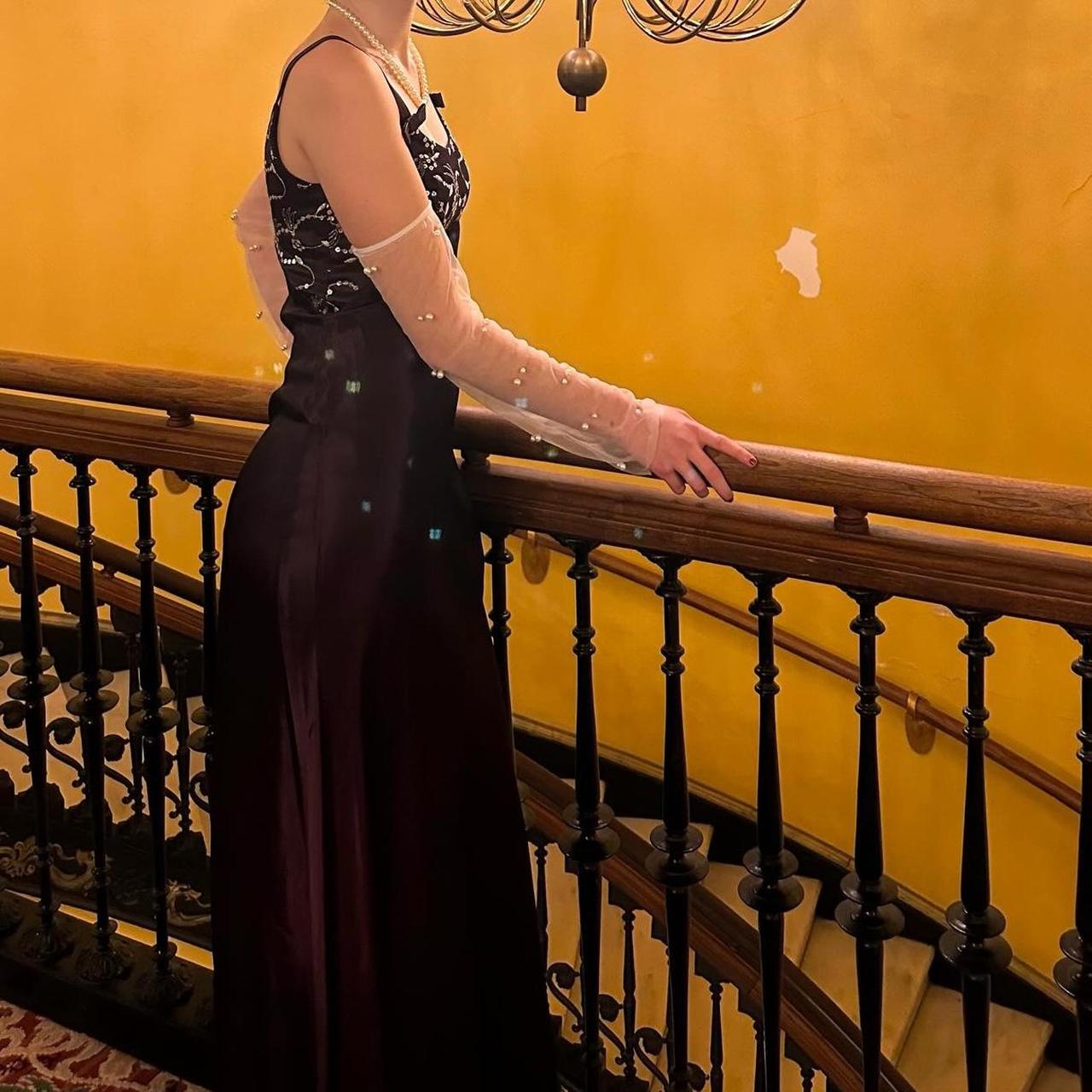 Dunkelviolettes, modisches, exquisites Spaghettiträger-Kleid aus Satin mit Perlenbesatz, Ballkleid, Abendkleid, Partykleid, NV3745