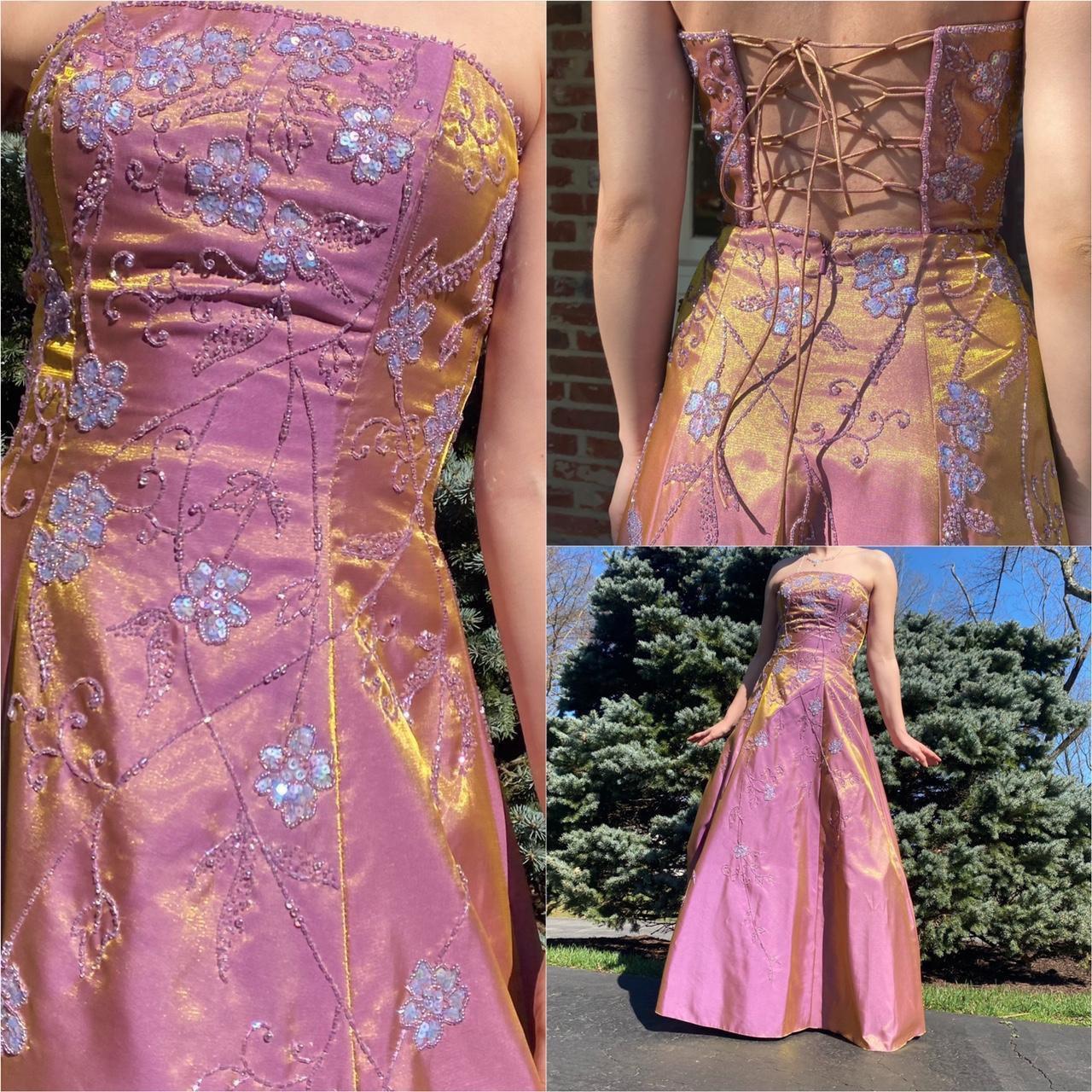 NiceVestidos-Robe de bal longue en satin rose à perles, robe de fée vintage Y2K NV5442