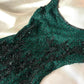 Superbe et élégante robe de bal longue rétro verte à perles exquises nv5383