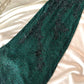 Superbe et élégante robe de bal longue rétro verte à perles exquises nv5383
