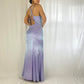 Robe de soirée longue en mousseline de soie, style vintage, violet irisé, col carré, sans bretelles, nv4245