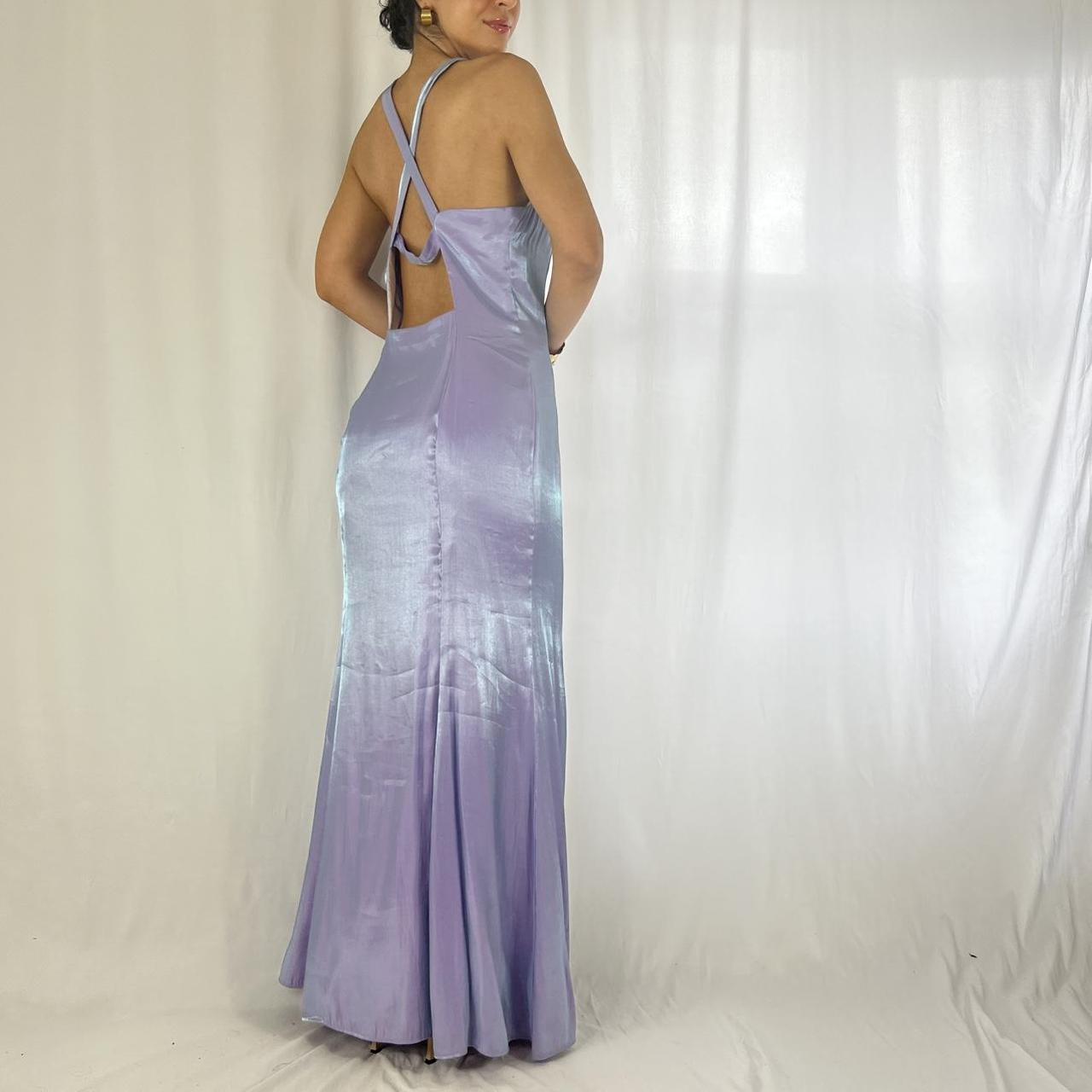 Robe de soirée longue en mousseline de soie, style vintage, violet irisé, col carré, sans bretelles, nv4245