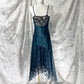Atemberaubendes blaues, exquisites, mit Perlen besetztes Spaghettiträger-Lang-Chiffon-Retro-Kleid, Ballkleid NV5412