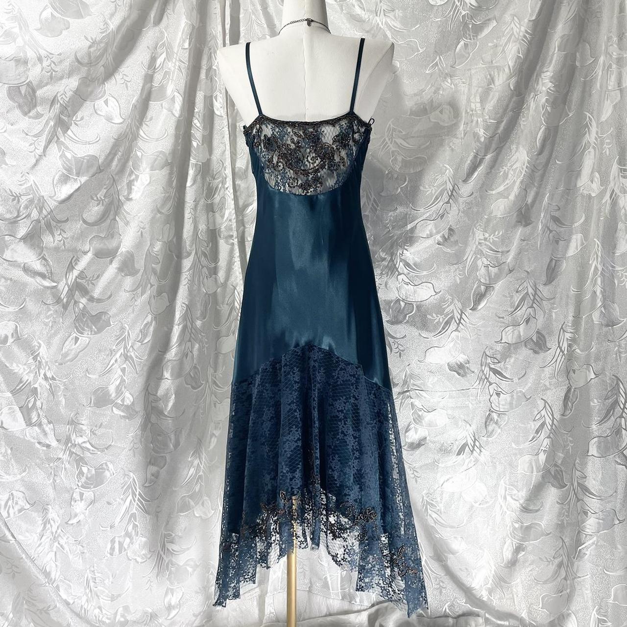 Atemberaubendes blaues, exquisites, mit Perlen besetztes Spaghettiträger-Lang-Chiffon-Retro-Kleid, Ballkleid NV5412