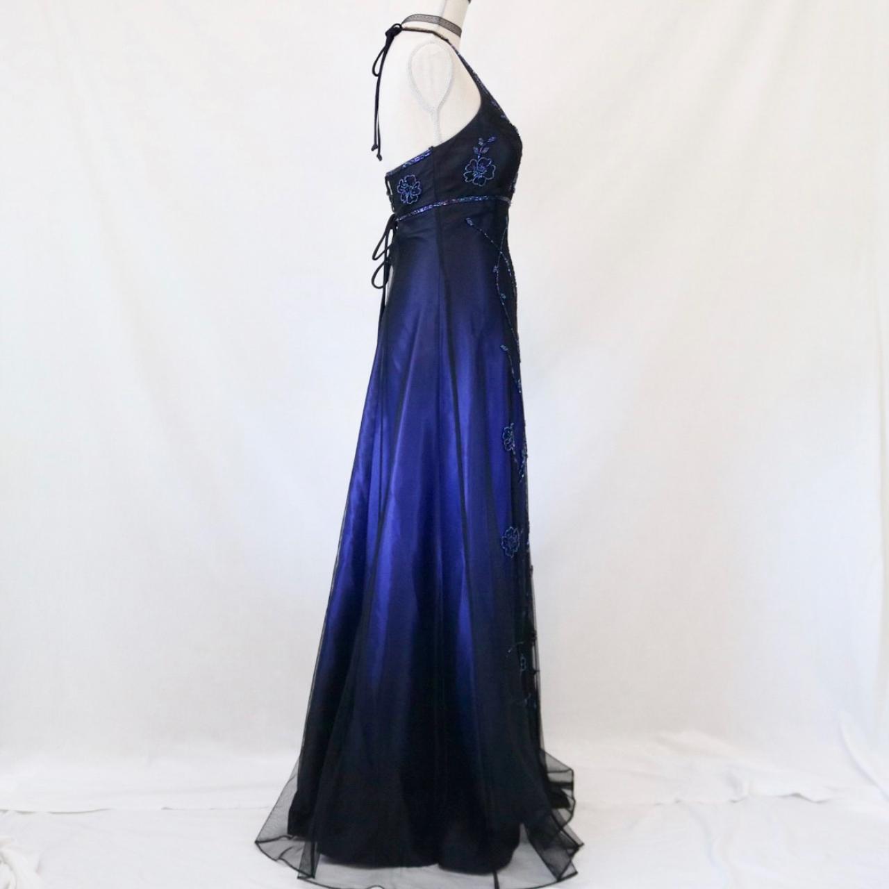 Robe de soirée longue en tulle bleu foncé à paillettes et perles, style vintage, robe de soirée nv4980