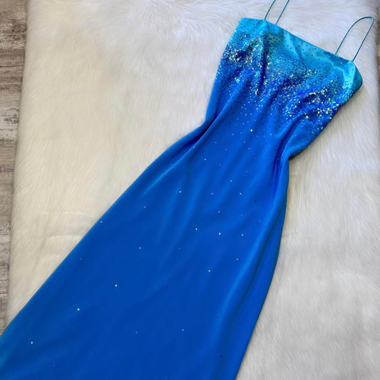 Robe de soirée en mousseline de soie bleu clair Y2K à paillettes, courte et longue, robe de bal, robe de fête d'anniversaire, robe de banquet, nv4565