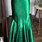 Robe de soirée moulante longue en satin vert brillant, style vintage, sexy, col en V, strass, dos nu, robe de bal formelle, robe de soirée, nv4418