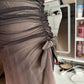 Robe longue à paillettes unique et élégante, dégradé marron et crème, robe de soirée vintage en mousseline de soie et tulle, robe de bal, robe de soirée, robe de bal nv4249