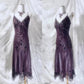 Lila Retro-Fee exquisite Perlen lange Chiffon Meerjungfrau Kleid Ballkleid nv5418