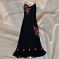 Robe de soirée asymétrique mi-longue à fleurs rouges et noires, magnifique robe de bal, robe de soirée, nv4576