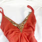 Orangefarbenes, asymmetrisches Chiffon-Heimkehrkleid mit Pailletten im Vintage-Stil, nv4537