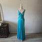 Blau Elegante Mode Lange Exquisite Perlen Lange Satin Ballkleid Abendkleid Partykleid nv3748