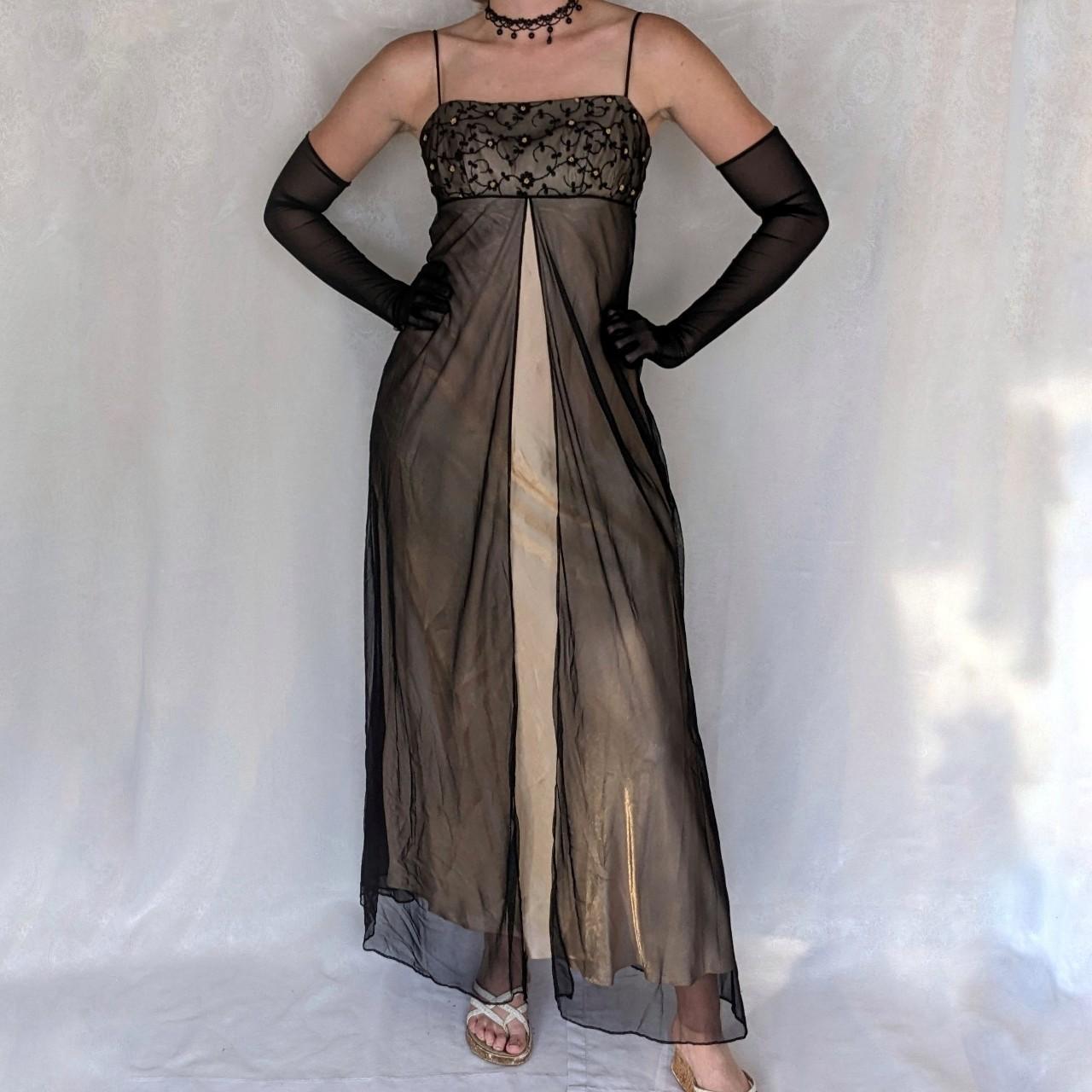 Robe de soirée longue en satin et tulle, broderie florale exquise, style vintage, noir et or, robe de bal, robe d'anniversaire, robe de bal, nv3907