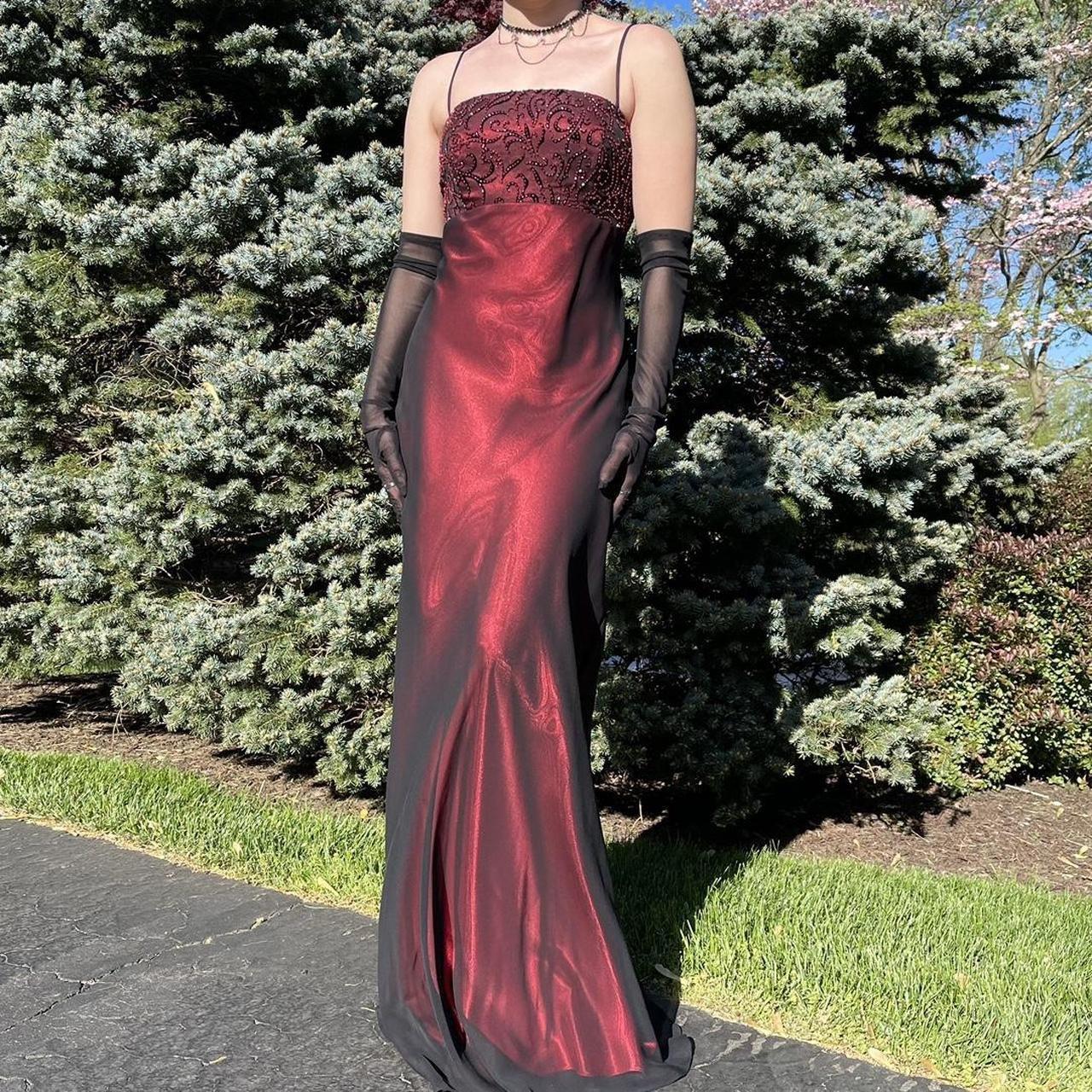Burgunderrotes Retro-Mode-Exquisite Perlen Spaghetti-Trägern Langes Elegantes Tüll-Ballkleid Abendkleid Partykleid Ballkleid nv3755