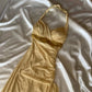 ✨Buttergelbes, modisches Hosenträgerkleid, einzigartig funkelnd, glitzernd, herzförmiger, rückenfreier Ausschnitt, Perlenquaste, langes Chiffon-Ballkleid NV5378