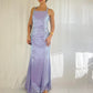 Robe de soirée longue en mousseline de soie, style vintage, violet irisé, col carré, sans bretelles, nv4245