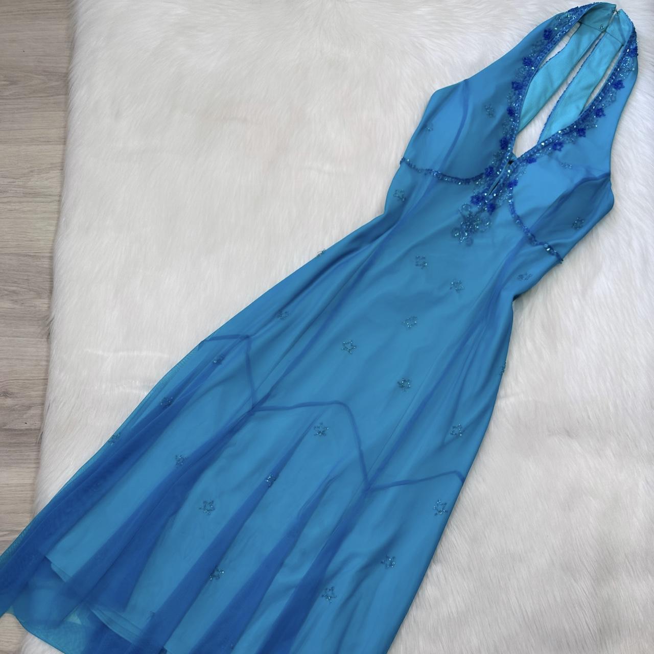 NiceVestidos-Bleu magnifique exquis perlé courte/mi-longueur mousseline robe de bal robe de soirée robe nv5447