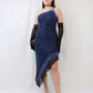 Dunkelblaues, glänzendes, kurzes/mittellanges Pailletten-Heimkehrkleid, Geburtstagspartykleid, NV4977