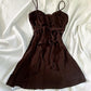 Robe de soirée vintage en mousseline de soie marron, tenue de soirée, d'anniversaire, de bal, nv4539
