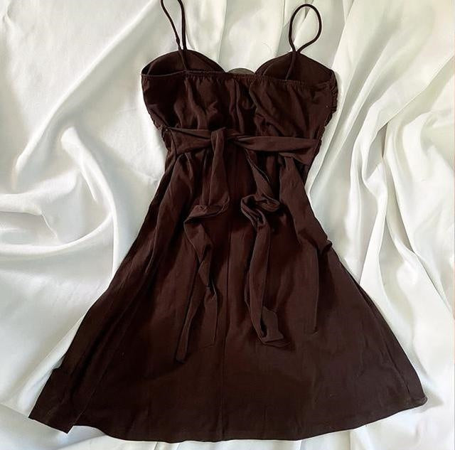 Robe de soirée vintage en mousseline de soie marron, tenue de soirée, d'anniversaire, de bal, nv4539