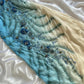 Robe de soirée longue en mousseline de soie, magnifique, élégante, unique, exquise, à fleurs, perles, bleue, nv4903